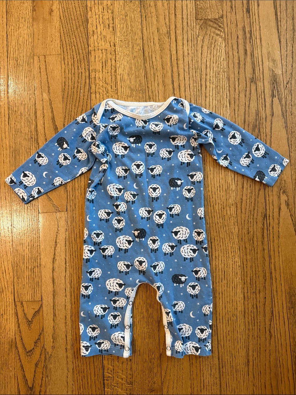 Winter Water Factory Organic Cotton Sheep Print Baby Romper Pajamas 6 month